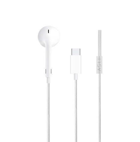 Asli Global USB-C 1.2M SoundPods Mono Earphones with Noise Isolation Technology|White Asli Global USB-C 1.2M SoundPods Mono Earphones with Noise Isolation Technology|White
